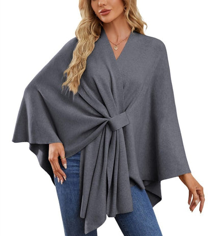 🔥Last 4 hours 57% OFF -Elegant Shawl Wraps Soft Open Front Poncho Sweater