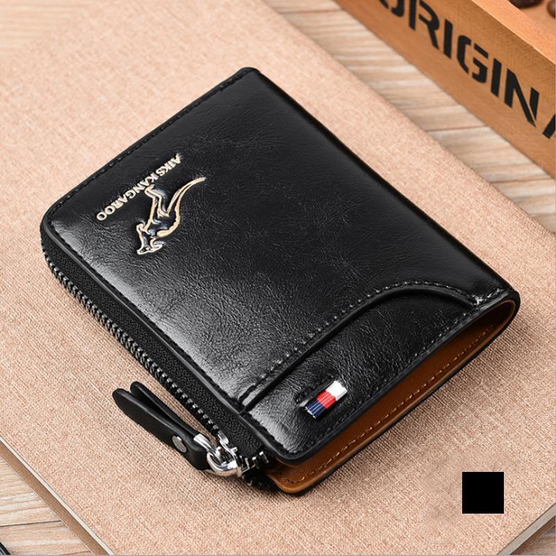 Men Wallet Zipper Genuine Leather Purse