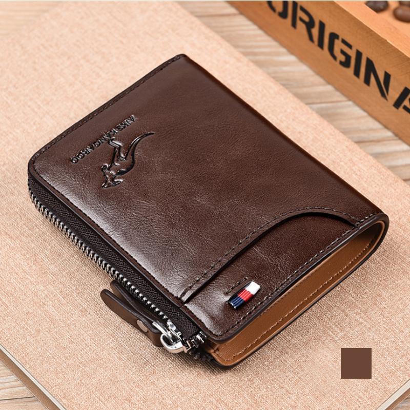 Men Wallet Zipper Genuine Leather Purse
