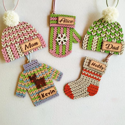 Wooden DIY Knitted Ornaments
