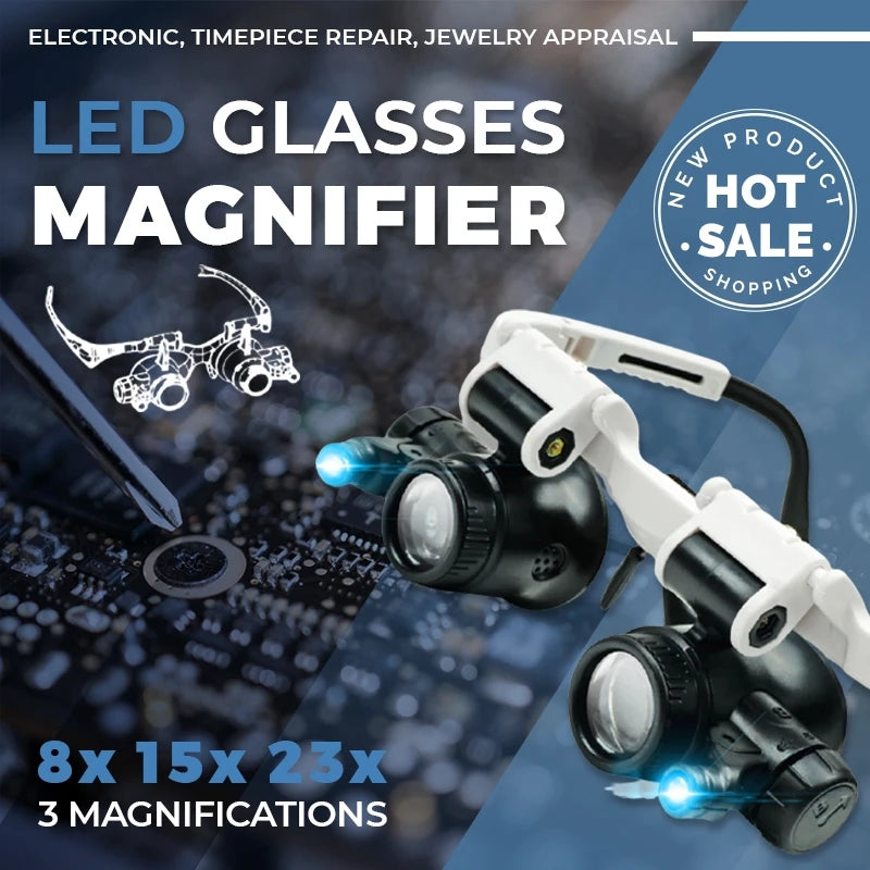 ⚡️Last day - 49% OFF⚡️LED Glasses Magnifier 8x 15x 23x