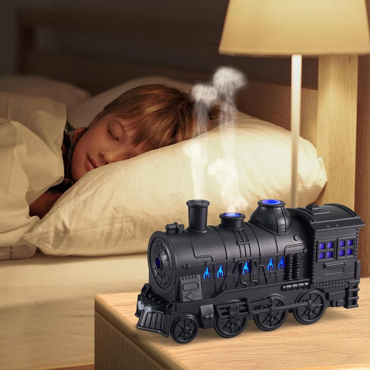 Humidifiers for Bedroom, Cool Quiet Steam Train Looking Mist Air Humidifier Diffuse
