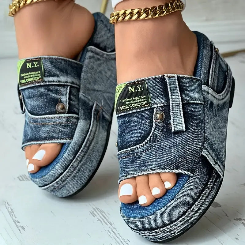💥Last Day Promotion 50% OFF🔥- Women's Platform Denim Sandals👡