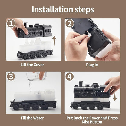 Humidifiers for Bedroom, Cool Quiet Steam Train Looking Mist Air Humidifier Diffuse