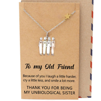 FOR FRIEND - THANK YOU FOR BEING MY UNBIOLOGICAL SISTER SISTER STAR PENDANT NECKLACE