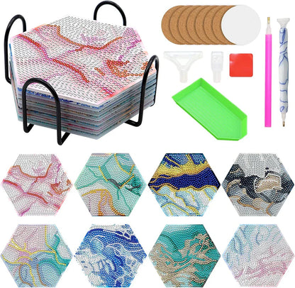 ☕DIY Special Shaped Diamond Painting Coaster👍