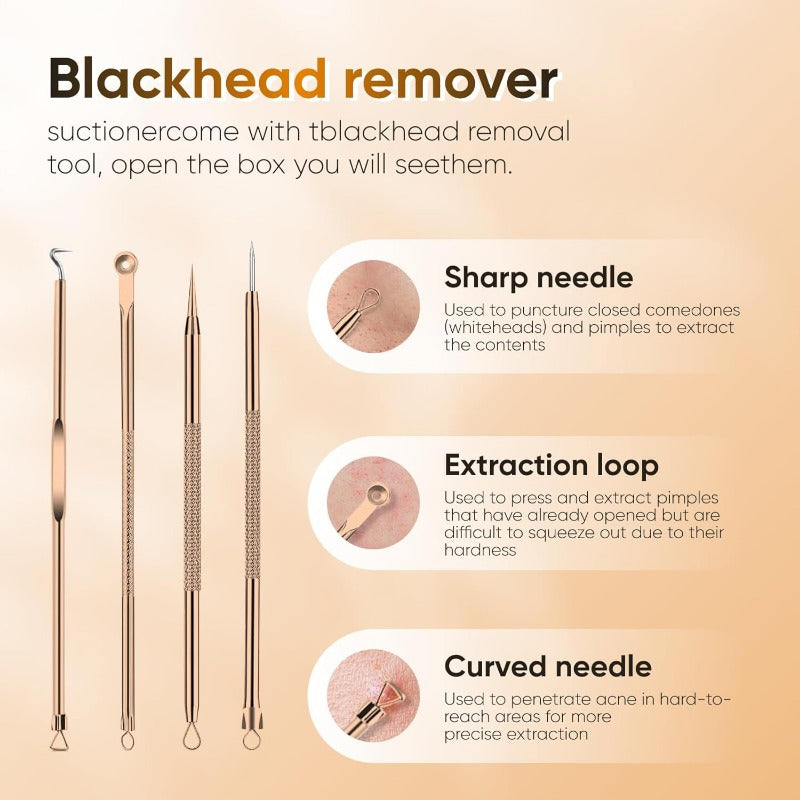 Rechargeable Pore Vacuum – 6-in-1 Blackhead Remover with Smart Display & Extraction Kit