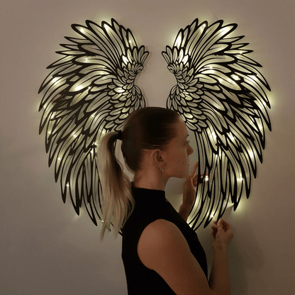 🔥 - 1 PAIR ANGEL WINGS METAL WALL ART WITH LED LIGHTS-🎁GIFT TO HER