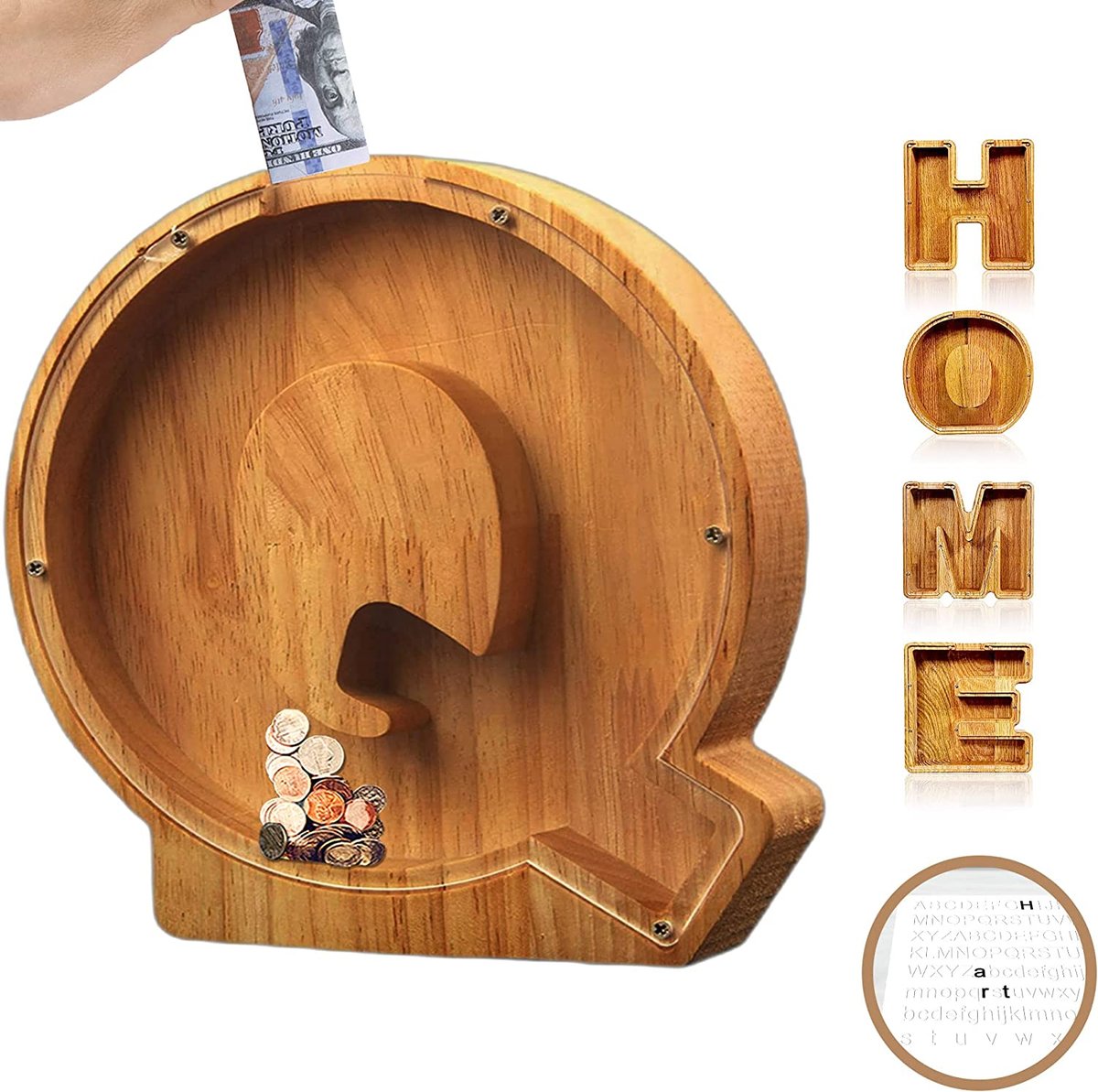(🔥2024 BEST GIFT TO CHILDREN🔥) Wooden Letter Piggy Bank🎁