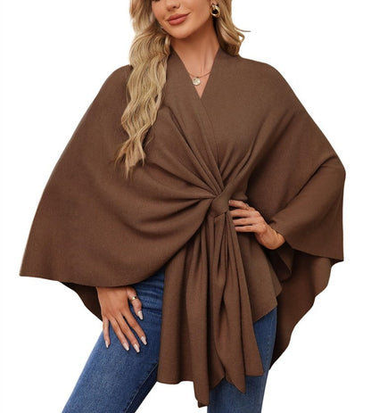 🔥Last 4 hours 57% OFF -Elegant Shawl Wraps Soft Open Front Poncho Sweater