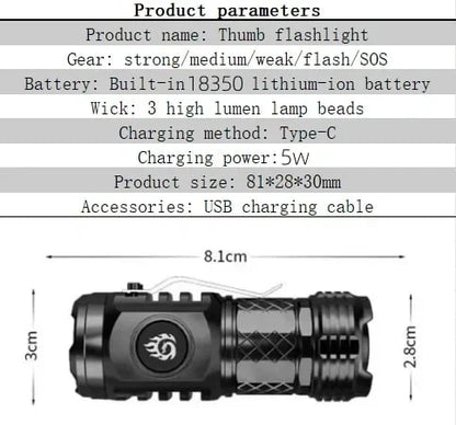 German Three-eyed Monster Mini Flash Super Power Flashlight