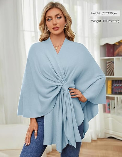 🔥Last 4 hours 57% OFF -Elegant Shawl Wraps Soft Open Front Poncho Sweater