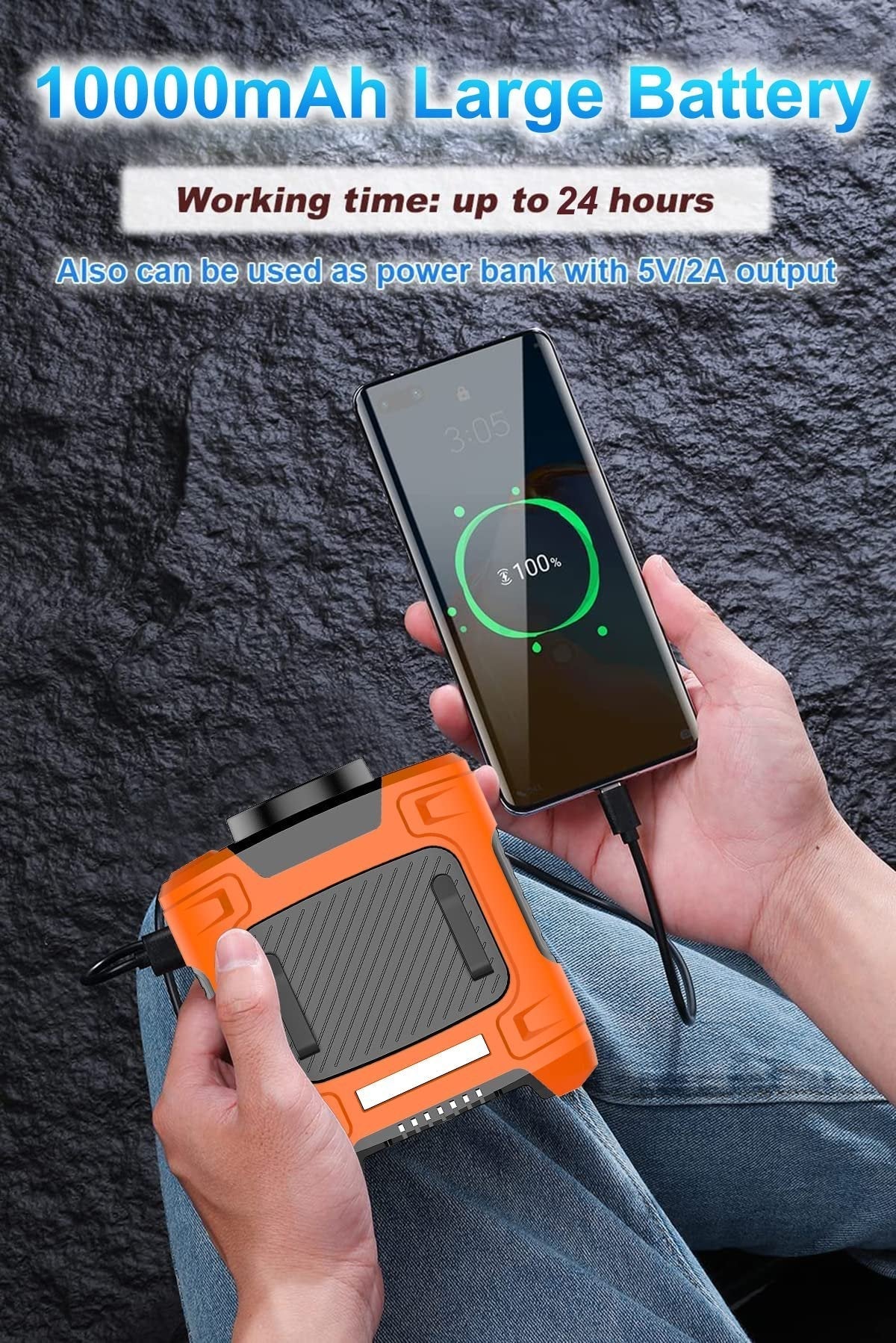 Power Rechargeable Camping Fan for Outdoor（5000mAH/10000mAh）