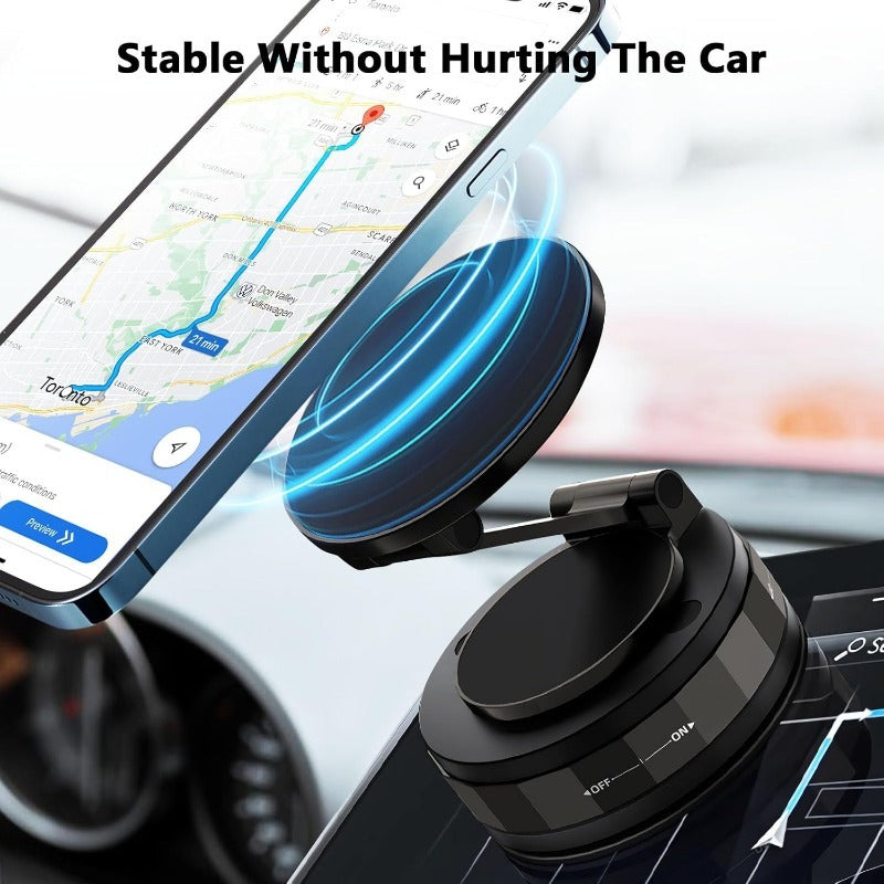 Magnetic Suction Mount – Foldable 360° Phone Holder with Vacuum Lock