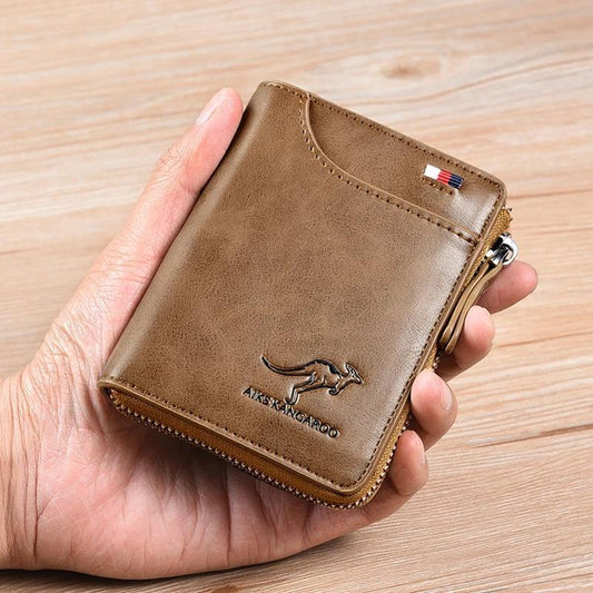 Men Wallet Zipper Genuine Leather Purse