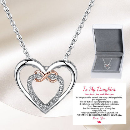 For Granddaughter/Daughter 🧡-Always Keep Me in Your Heart for You are Always in Mine Two hearts Infinity Necklace