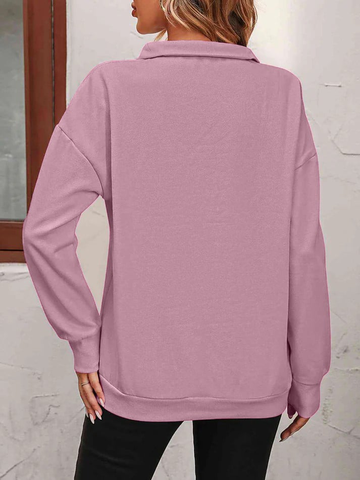 ⏰Hot Sale-Womens Zip-Up Dropped Shoulder Sweatshirt