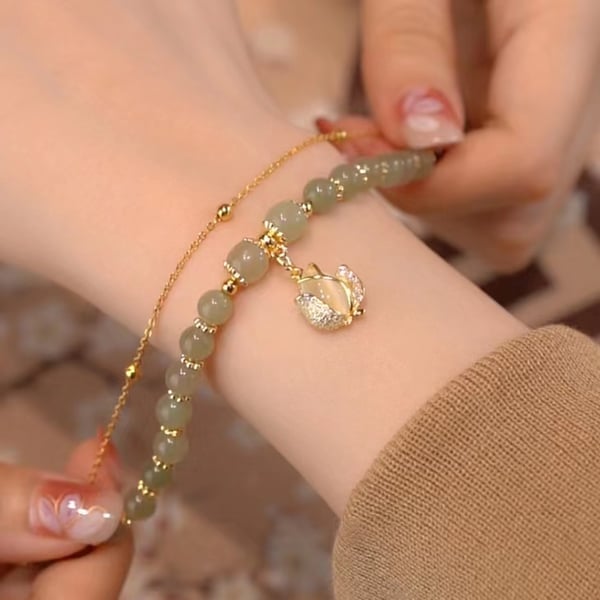 🔥💞Wotian Jade Lucky Gold Leaf Bangle