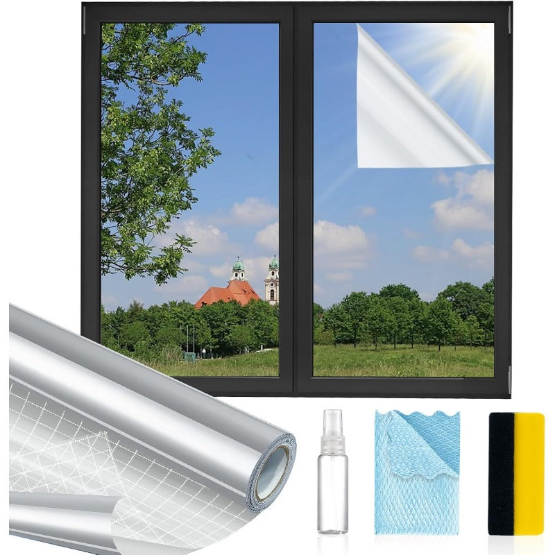 One-Way Privacy Window Film – Static Cling Mirror Tint with Full DIY Kit