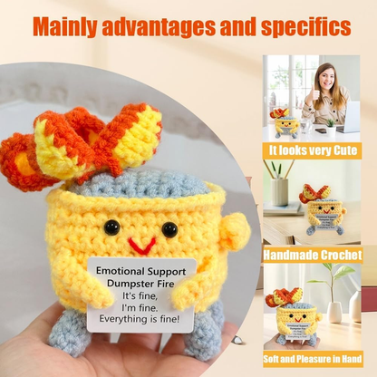 New Positive Energy Potato Hug Pocket Mini Handmade Plush Wool Knitting Doll with Card Funny Christams Gift Home Room Decoration