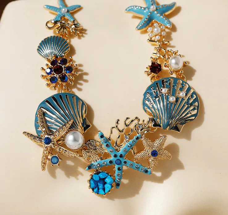 Shell Starfish Pearl Necklace
