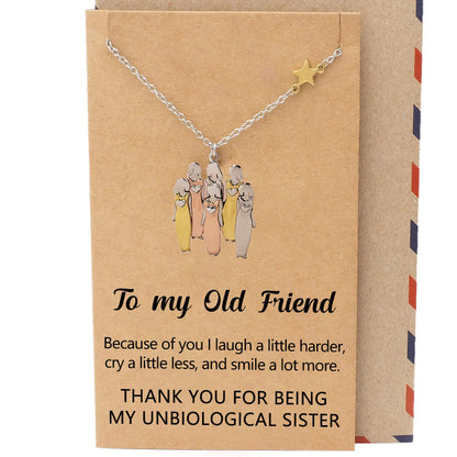 FOR FRIEND - THANK YOU FOR BEING MY UNBIOLOGICAL SISTER SISTER STAR PENDANT NECKLACE
