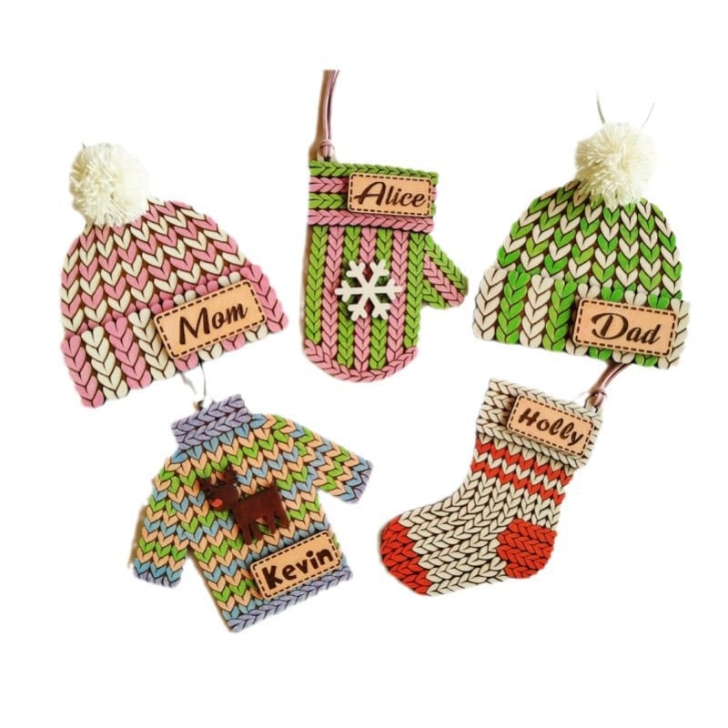 Wooden DIY Knitted Ornaments
