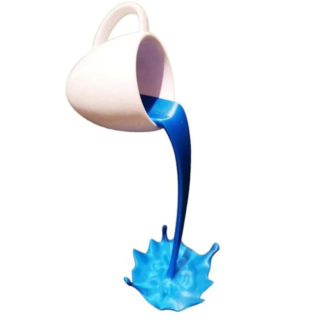 Magic Floating Spilling Coffee Cup Statue