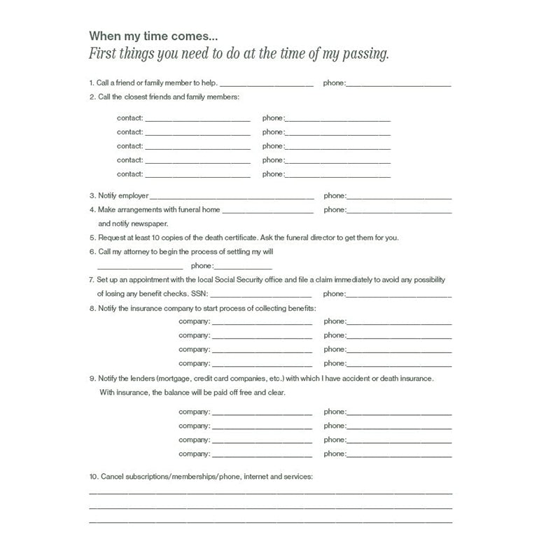 Putting Things In Order to help my loved ones when I'm gone