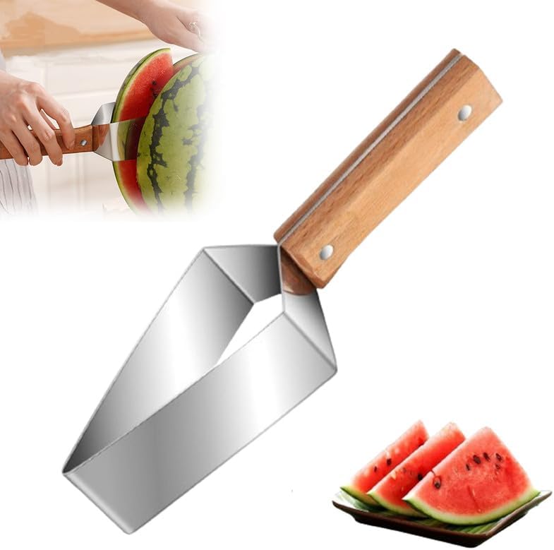 tri-blade watermelon slicer with wood handle