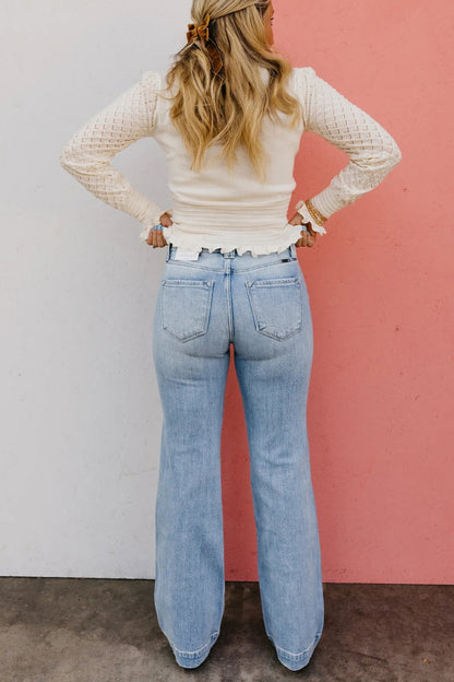 ⏰LAST DAY - HALF PRICE💥High Rise Vintage Wash Tummy Control Top Straight Leg Jeans