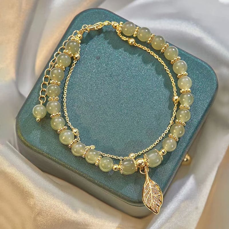 🔥💞Wotian Jade Lucky Gold Leaf Bangle