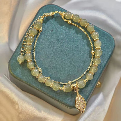 🔥💞Wotian Jade Lucky Gold Leaf Bangle