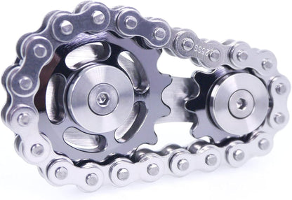 Fidget Spinner, Linkage Bike Chain Spinner Design 2 Gears Figity Spin Finger Games