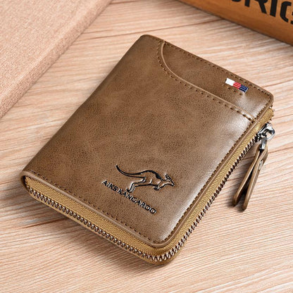 Men Wallet Zipper Genuine Leather Purse