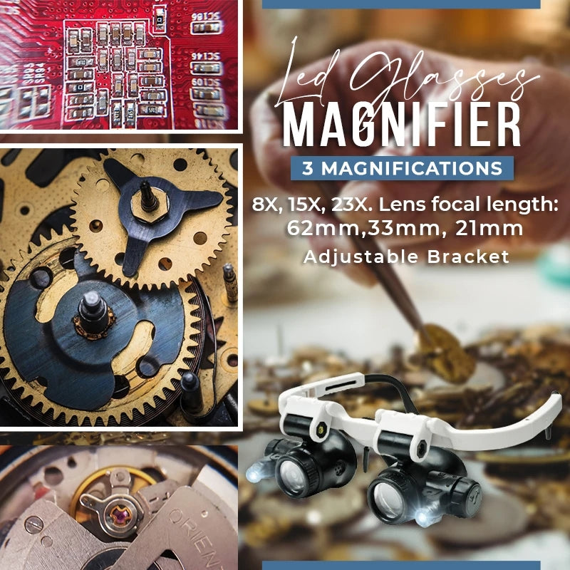 ⚡️Last day - 49% OFF⚡️LED Glasses Magnifier 8x 15x 23x