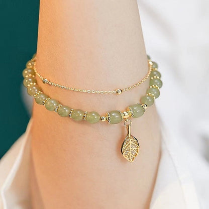 🔥💞Wotian Jade Lucky Gold Leaf Bangle