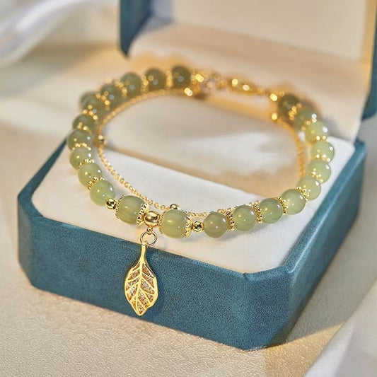 🔥💞Wotian Jade Lucky Gold Leaf Bangle