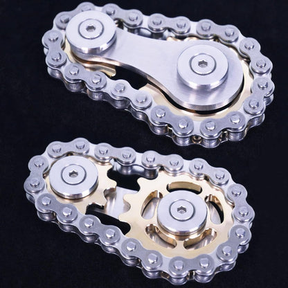 Fidget Spinner, Linkage Bike Chain Spinner Design 2 Gears Figity Spin Finger Games
