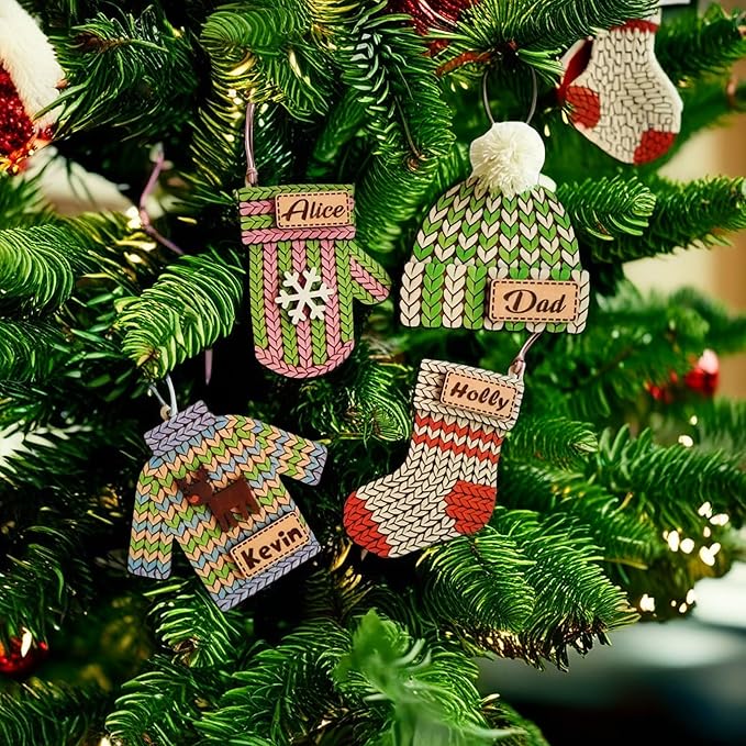Wooden DIY Knitted Ornaments