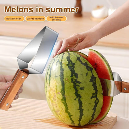 tri-blade watermelon slicer with wood handle