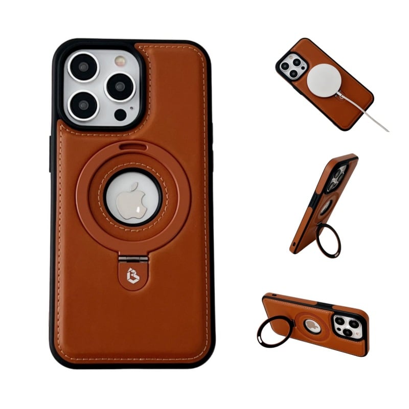 (🔥Last Day Promotion )🔥Full-Coverage Shockproof Leather Magnetic Stand iPhone Case