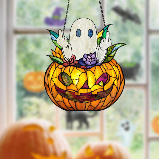 🤣👻Funny Middle Finger Ghost Window Decor