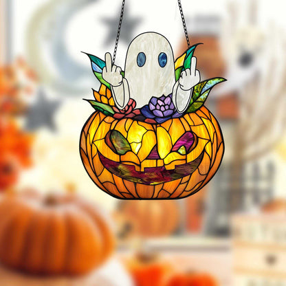 🤣👻Funny Middle Finger Ghost Window Decor