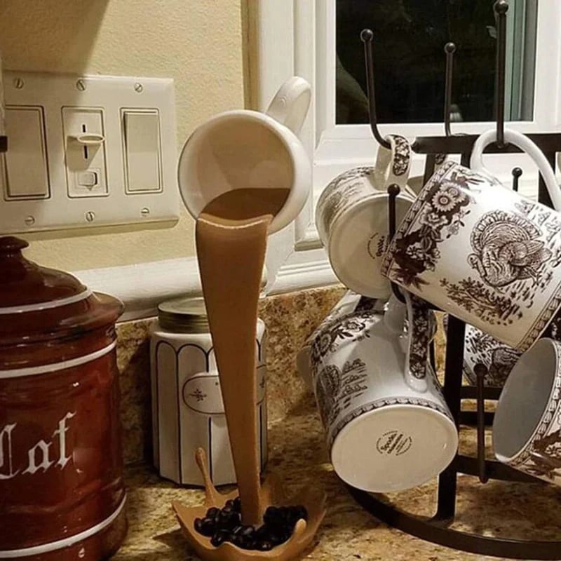 Magic Floating Spilling Coffee Cup Statue