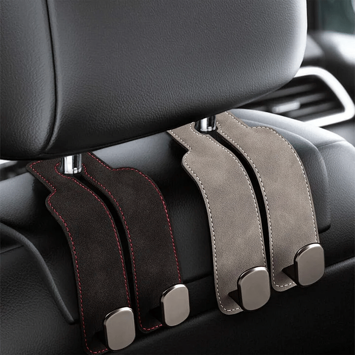 TwinHook Leather Car Headrest Hangers
