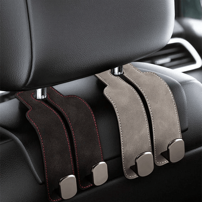 TwinHook Leather Car Headrest Hangers