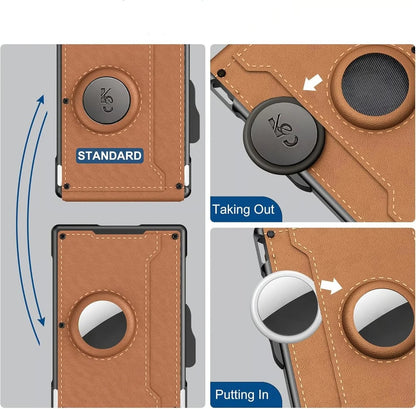 🔥Last Day Promotion 60% OFF-🔥AirTag Wallet - with Pop Up Aluminum Case Money Clip Slim Leather Slots Credit Card Holder RFID Blocking Bifold Minimalist Wallet