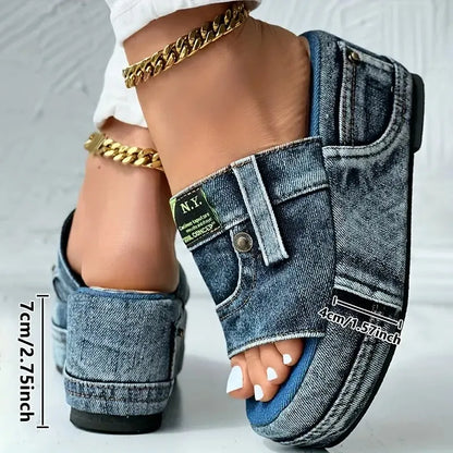 💥Last Day Promotion 50% OFF🔥- Women's Platform Denim Sandals👡