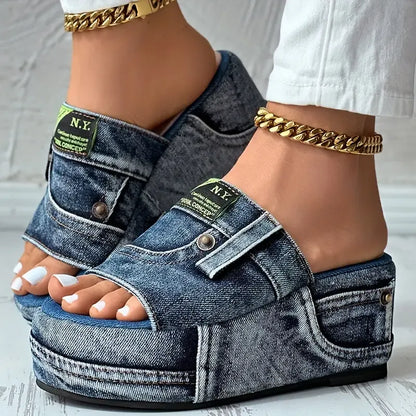 💥Last Day Promotion 50% OFF🔥- Women's Platform Denim Sandals👡